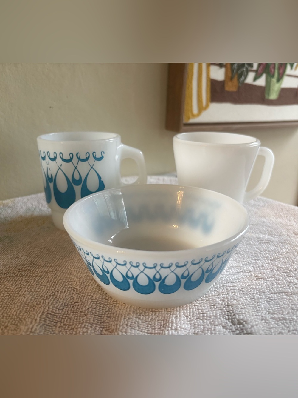 Rare Vintage Milk Glass Set – Mid-Century Modern Charm!